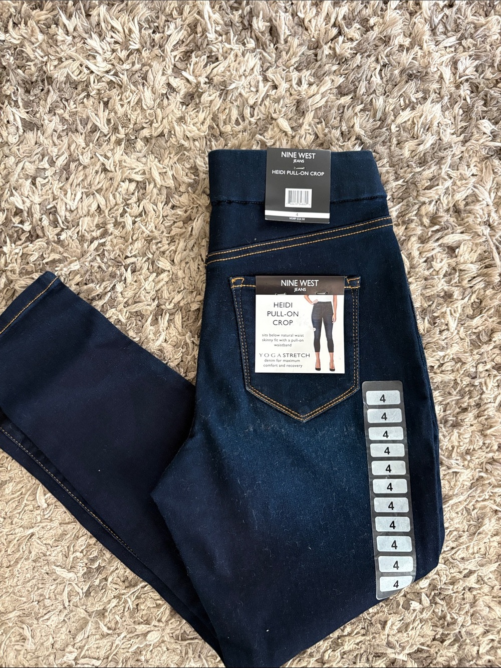 New Nine West Dark Indigo Pull-On Crop Jeans